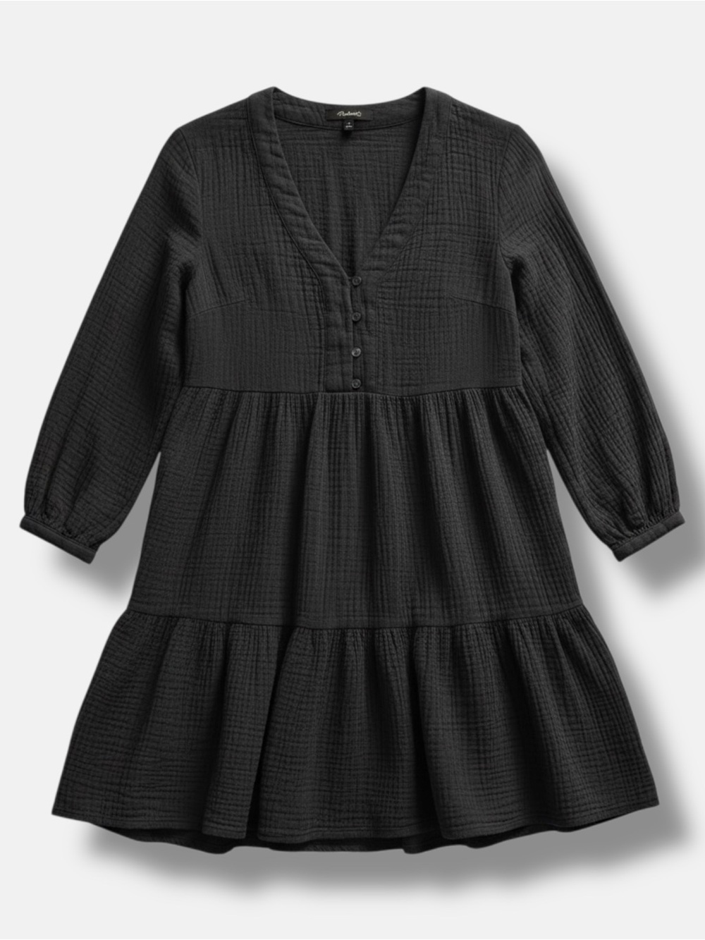 Madewell Lightspun Colette Gauze Mini Dress Size 0 “Night Vision” Black
